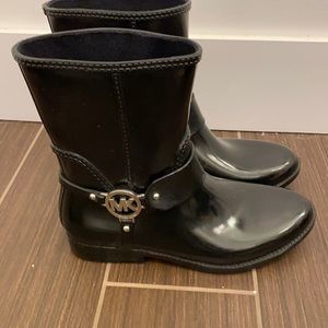 KORS MICHAEL KORS Short Black Rubber Women's Ankle Rain Boots, Size 9